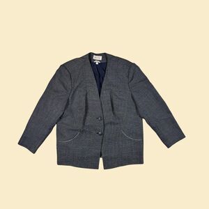 1980s blue/white blazer jacket by Raoul, size 20W vintage womens Romanian jacket